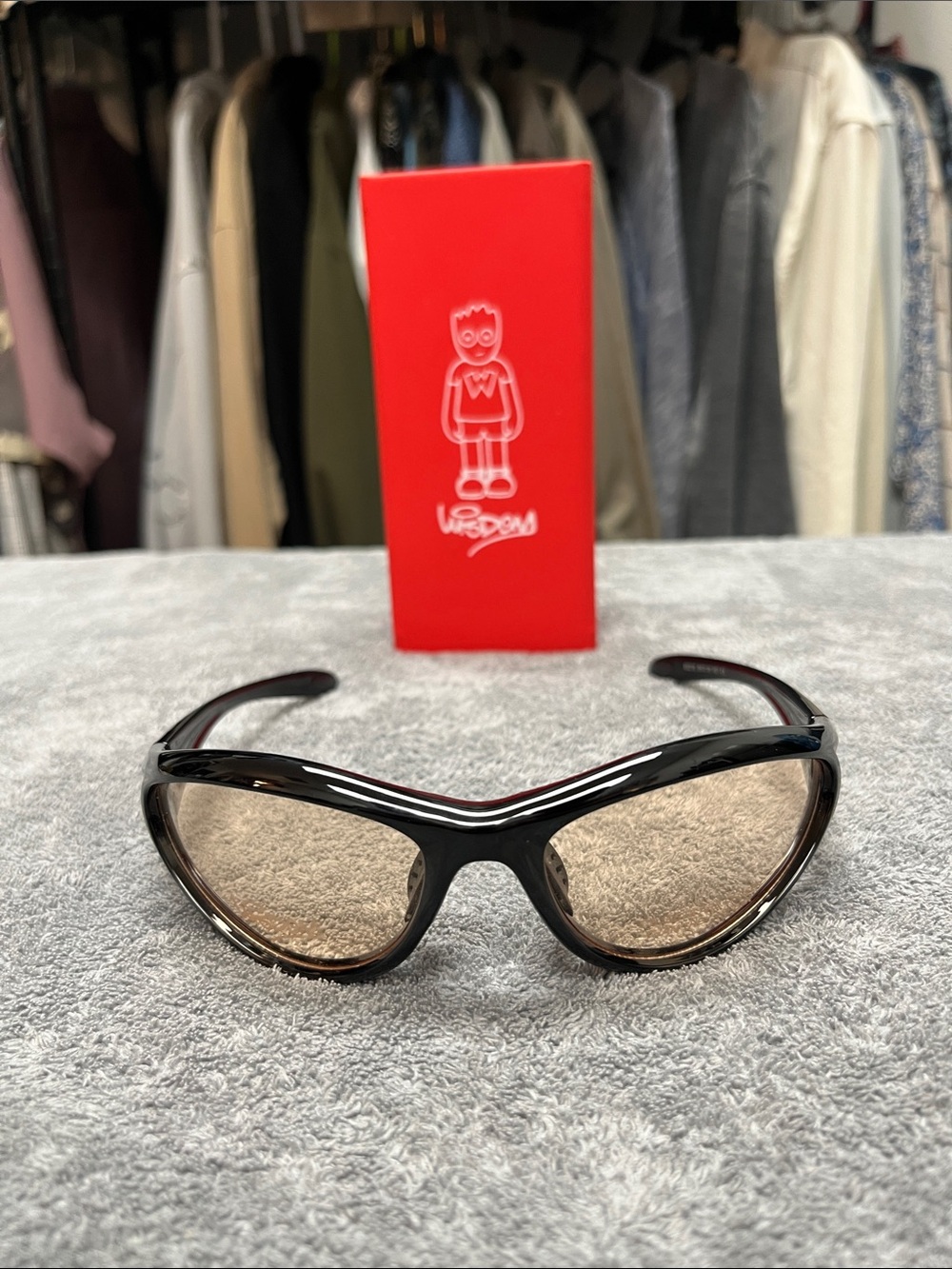 Wisdom Black Wrap Sunglasses with Brown Gradient Lenses